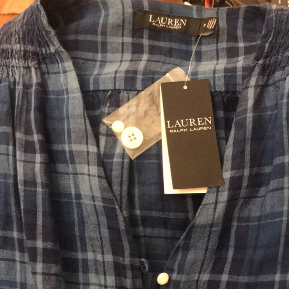 LAUREN RALPH LAUREN TEOFILA PLAID TISSUE LINEN ROMPER JUMPSUIT SIZE 2 - Picture 4 of 5